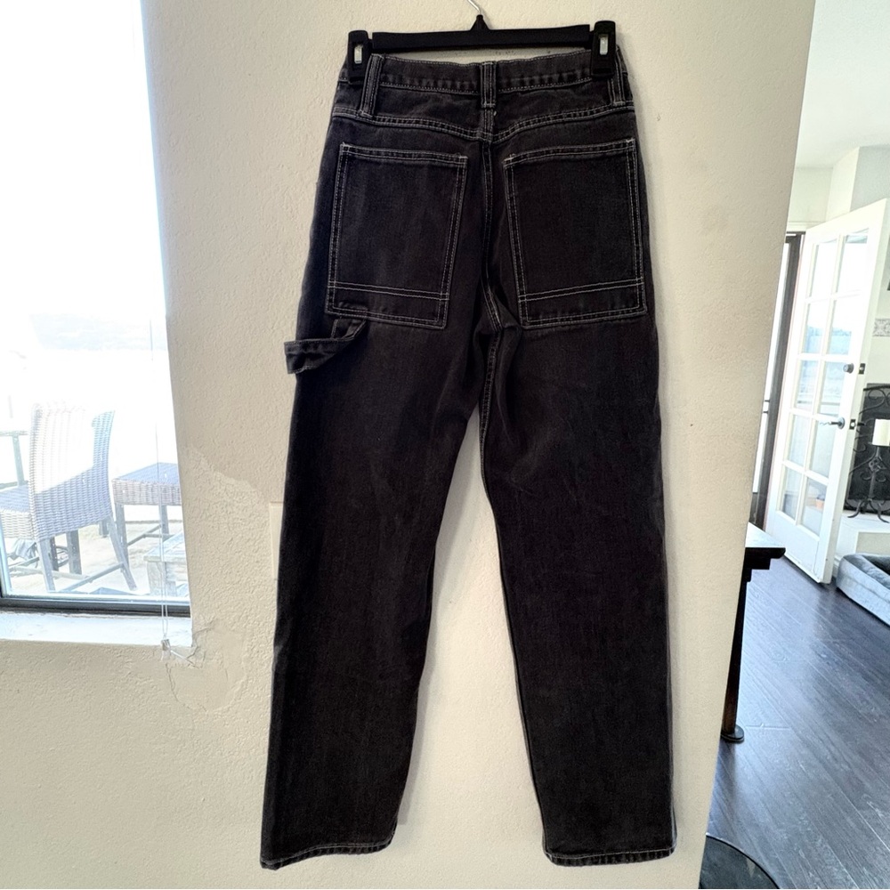 J. Galt Washed/Faded Black Denim Carpenter Jeans, White Stitching One Size/Small